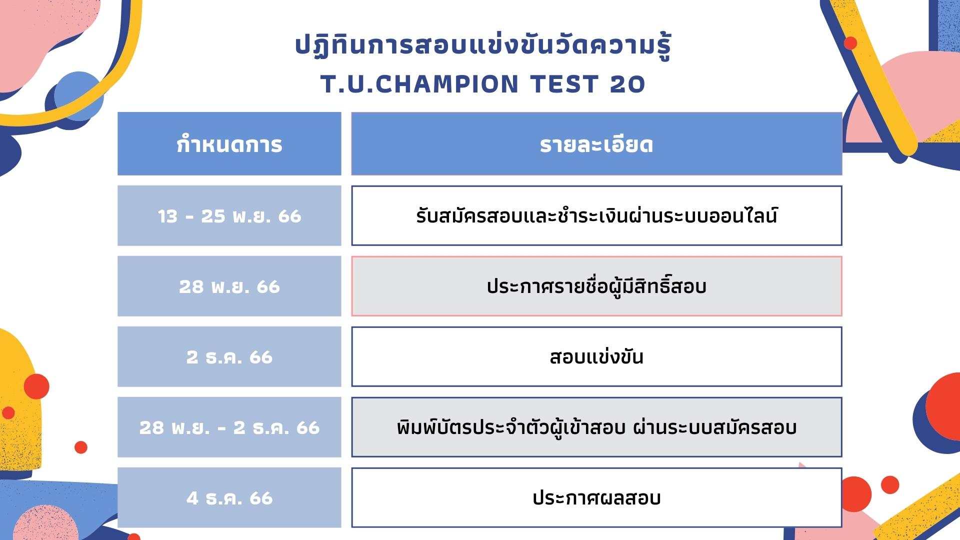 tuchamp20 schedule